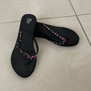 SO beaded black sandals sz 11 NEW